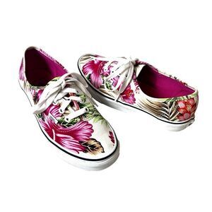 VANS Off The Wall Women's 7 Floral Tropical Print Canvas Sneaker Lace Up Low Top